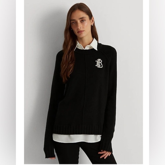 Ralph Lauren Sweaters - NWT RARE Ralph Lauren Bullion Patch Faux Layer Cotton Blend Sweater